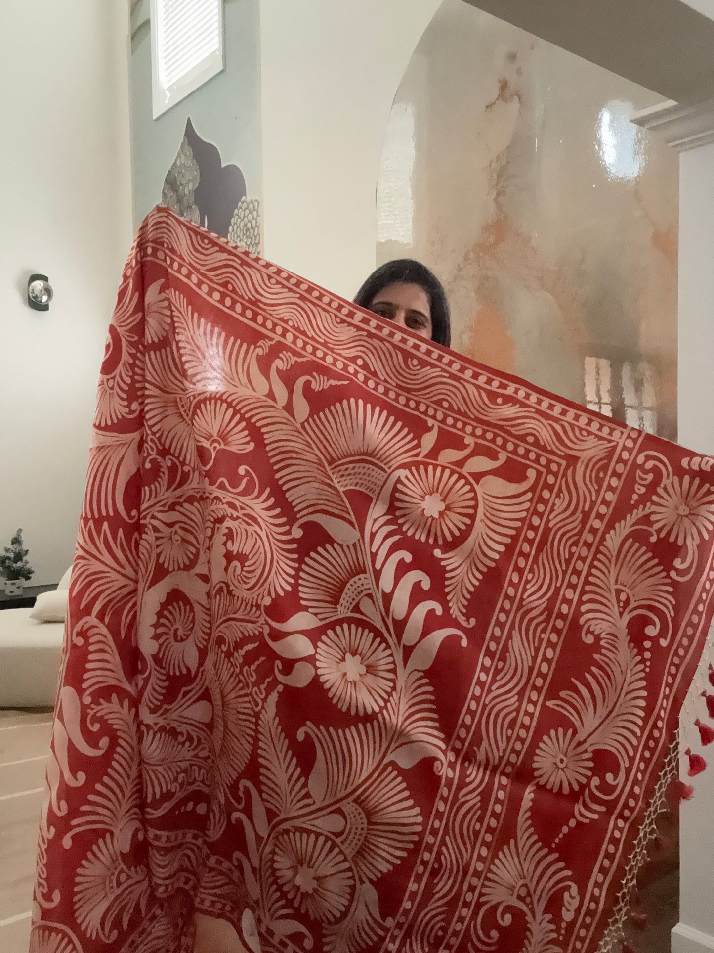 Hand Batik Saree on Katan Silk
