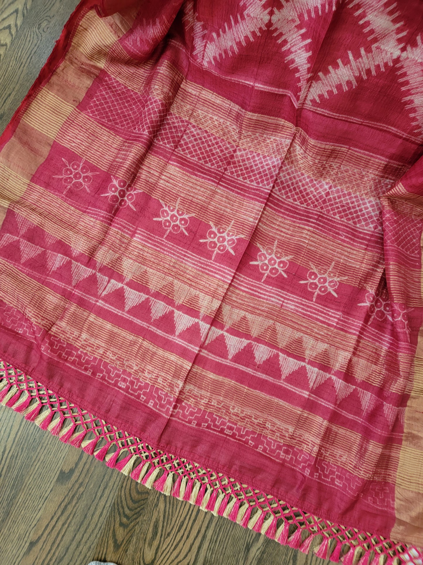 tusser-shibori-silk-saree-online-shop-yellow - pallu