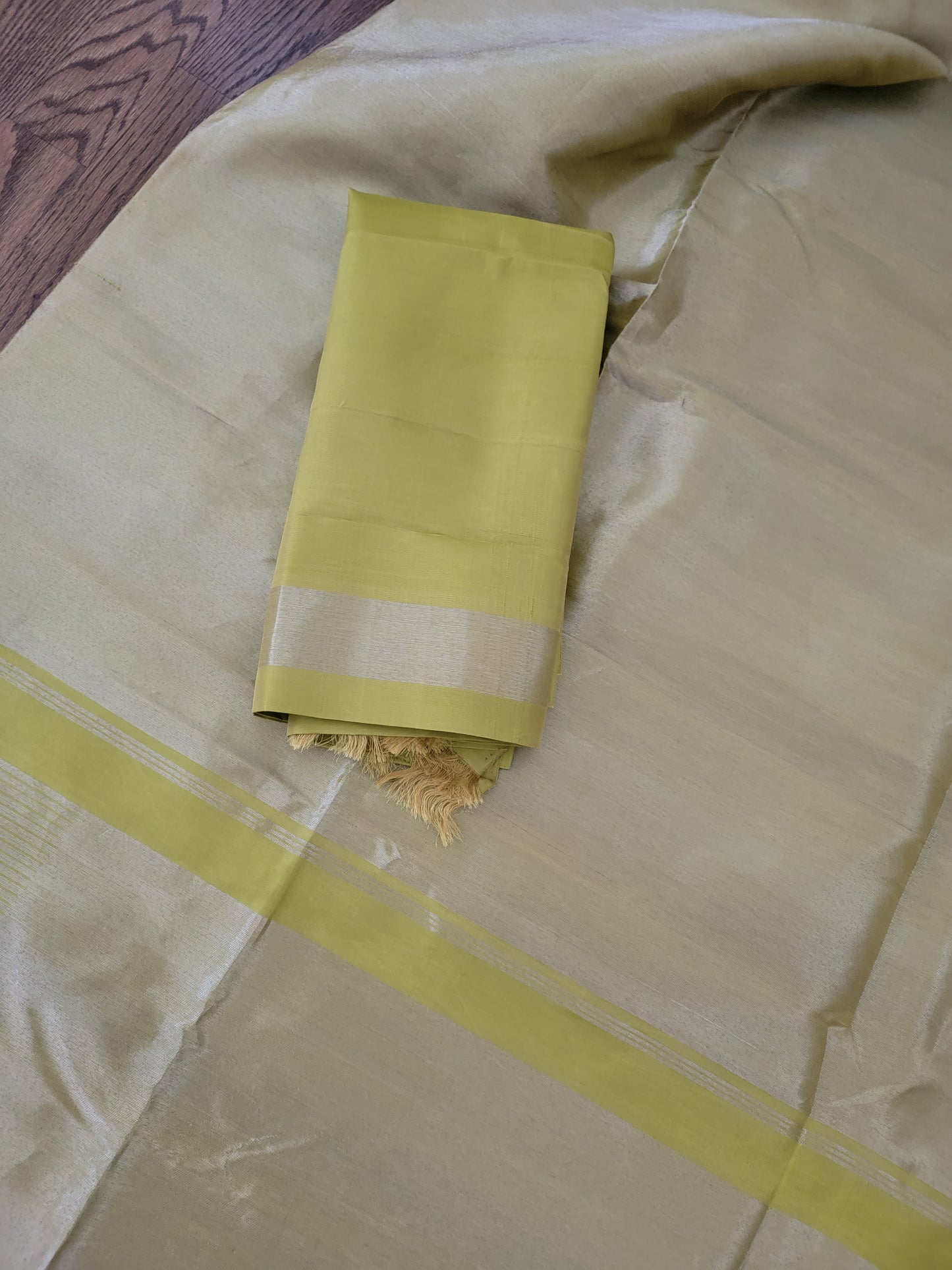 Rising Border Kanjivaram - Lime Yellow