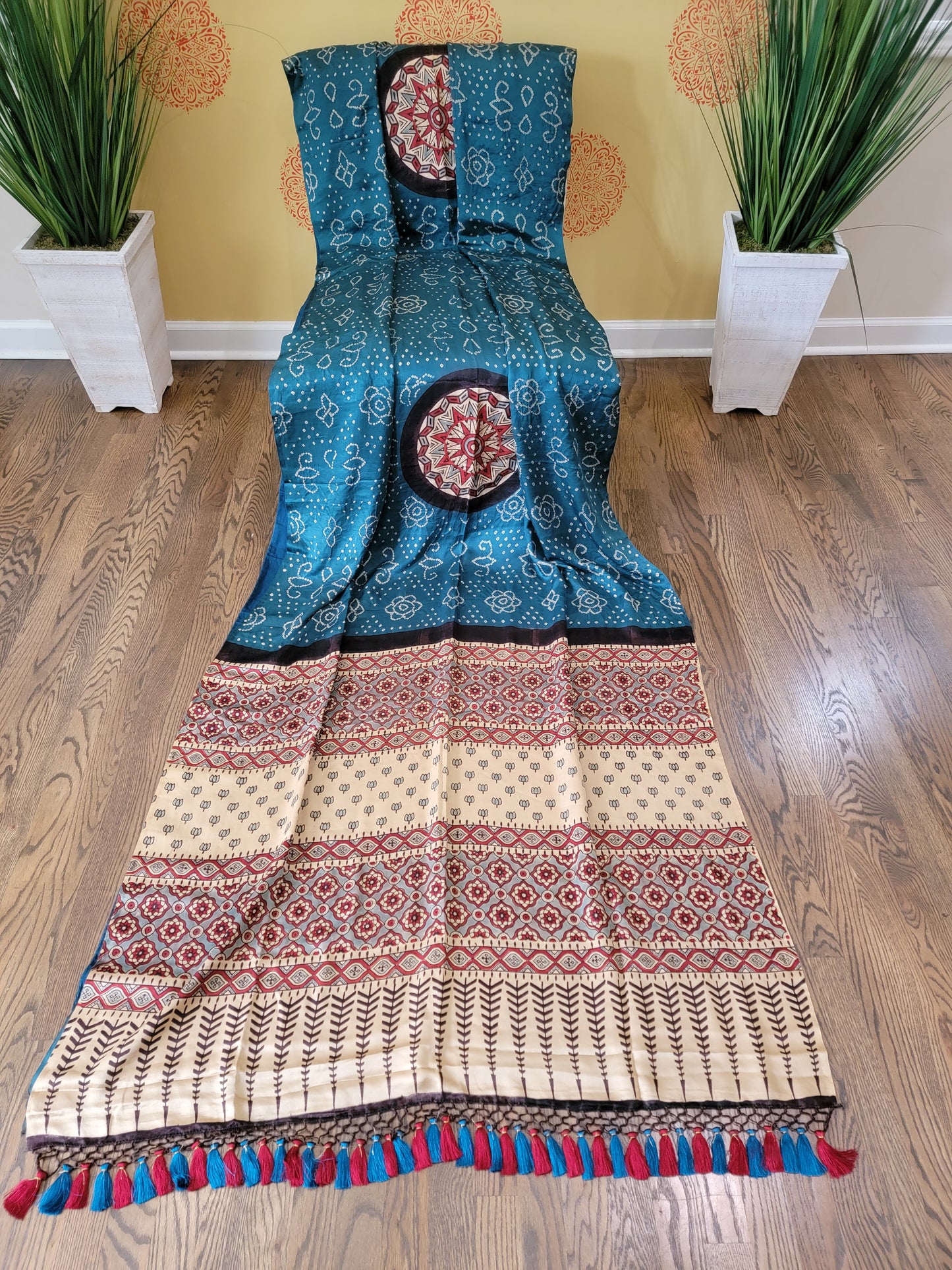 Ajarakh Bandhej Saree on Gaji Silk