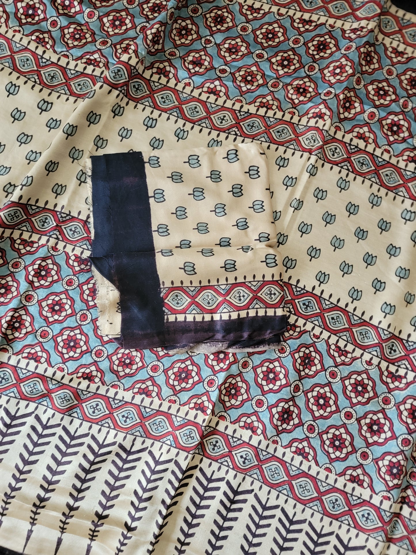 Ajarakh Bandhej Saree on Gaji Silk