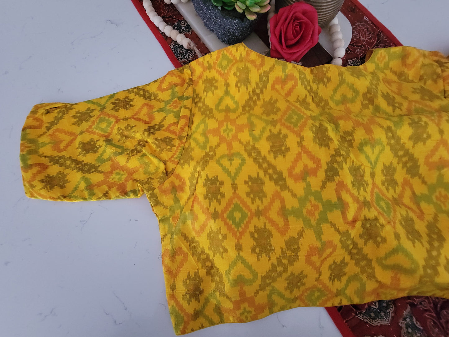 Raw Silk Ikkat Blouse - Haldi Yellow