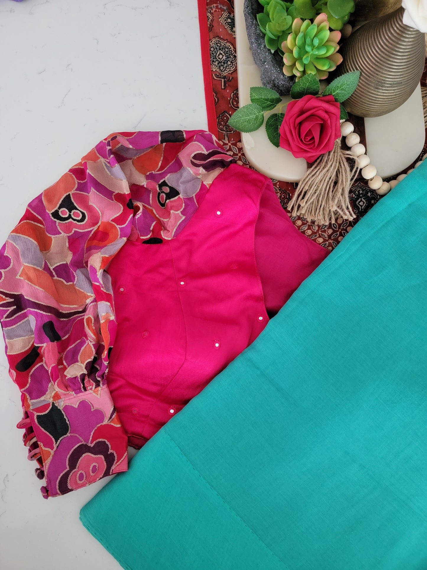 Handwoven Mulcotton Saree - sea green