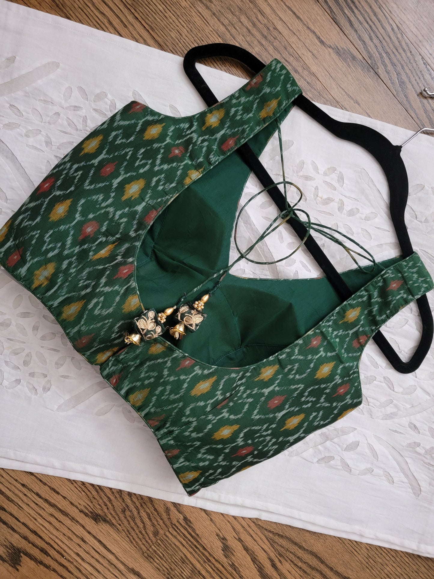 Ikkat Blouse - Bottle Green