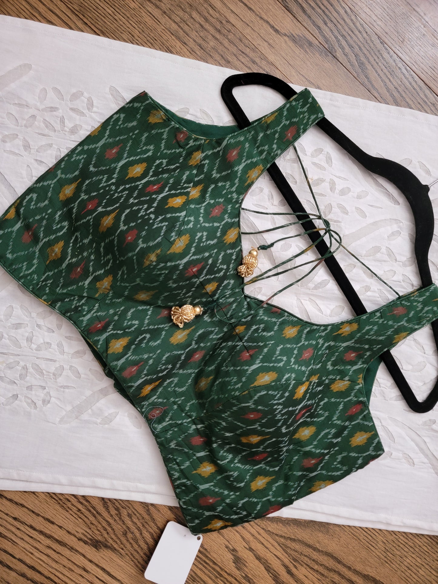 Ikkat Blouse - Bottle Green