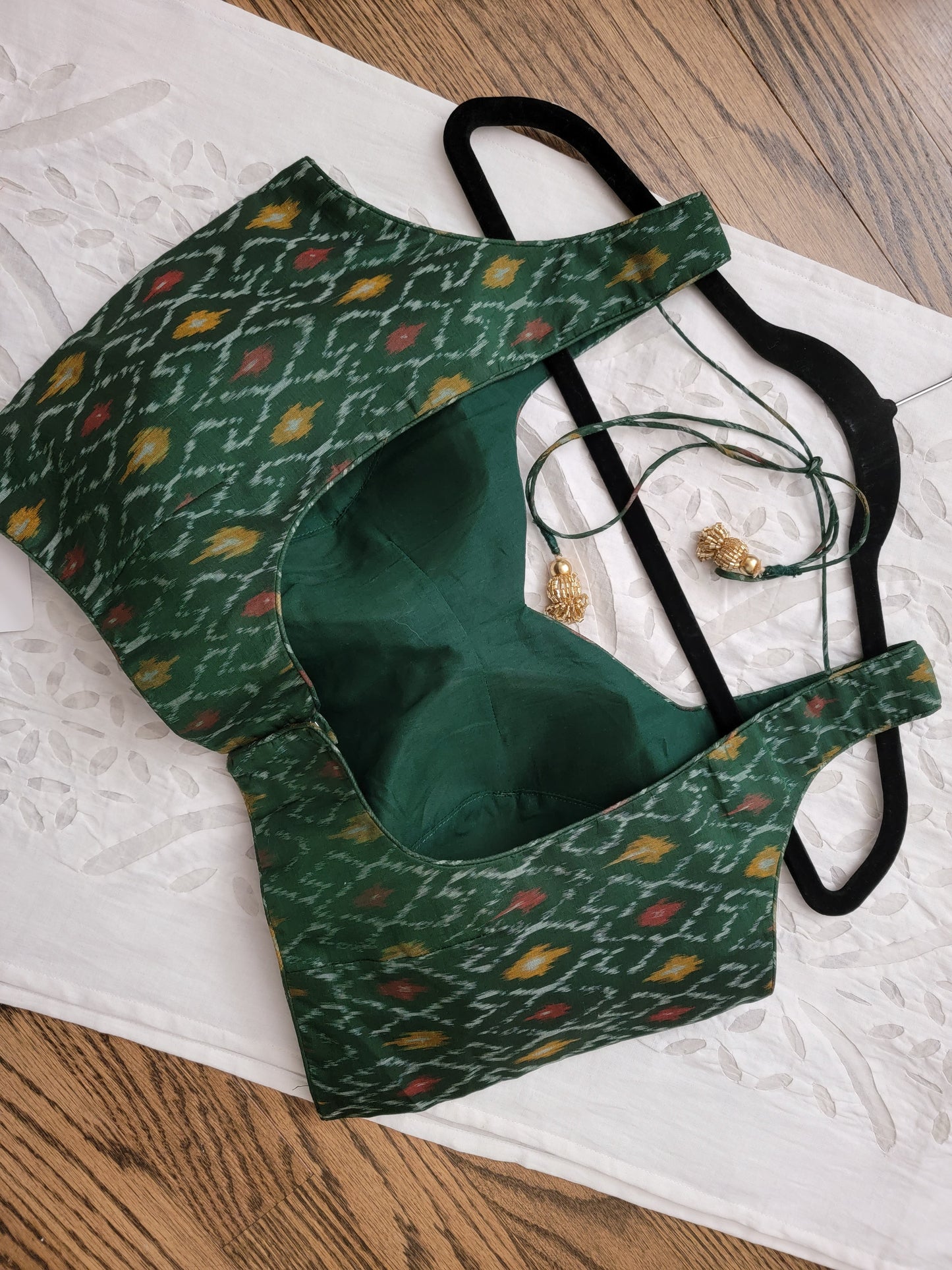 Ikkat Blouse - Bottle Green
