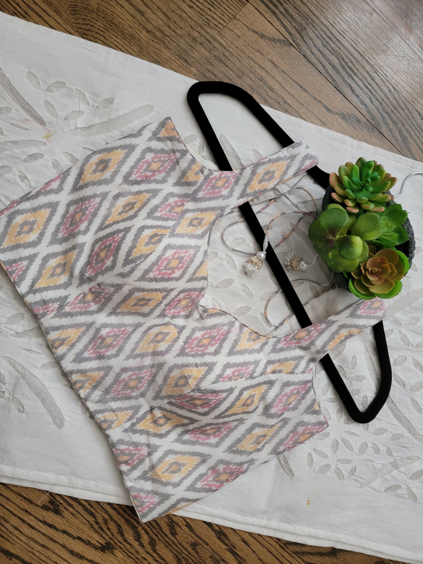 Ikkat Blouse - White