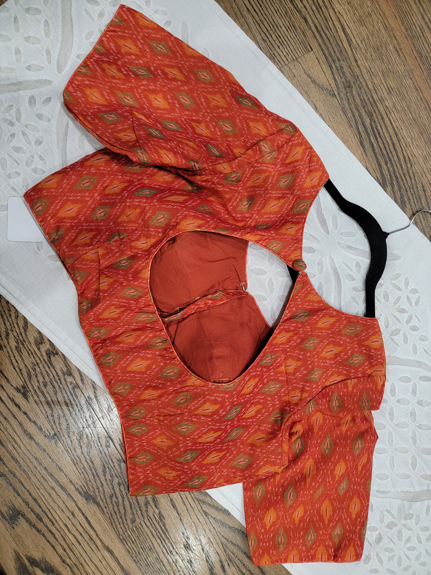 Ikkat Blouse - red tinted Orange