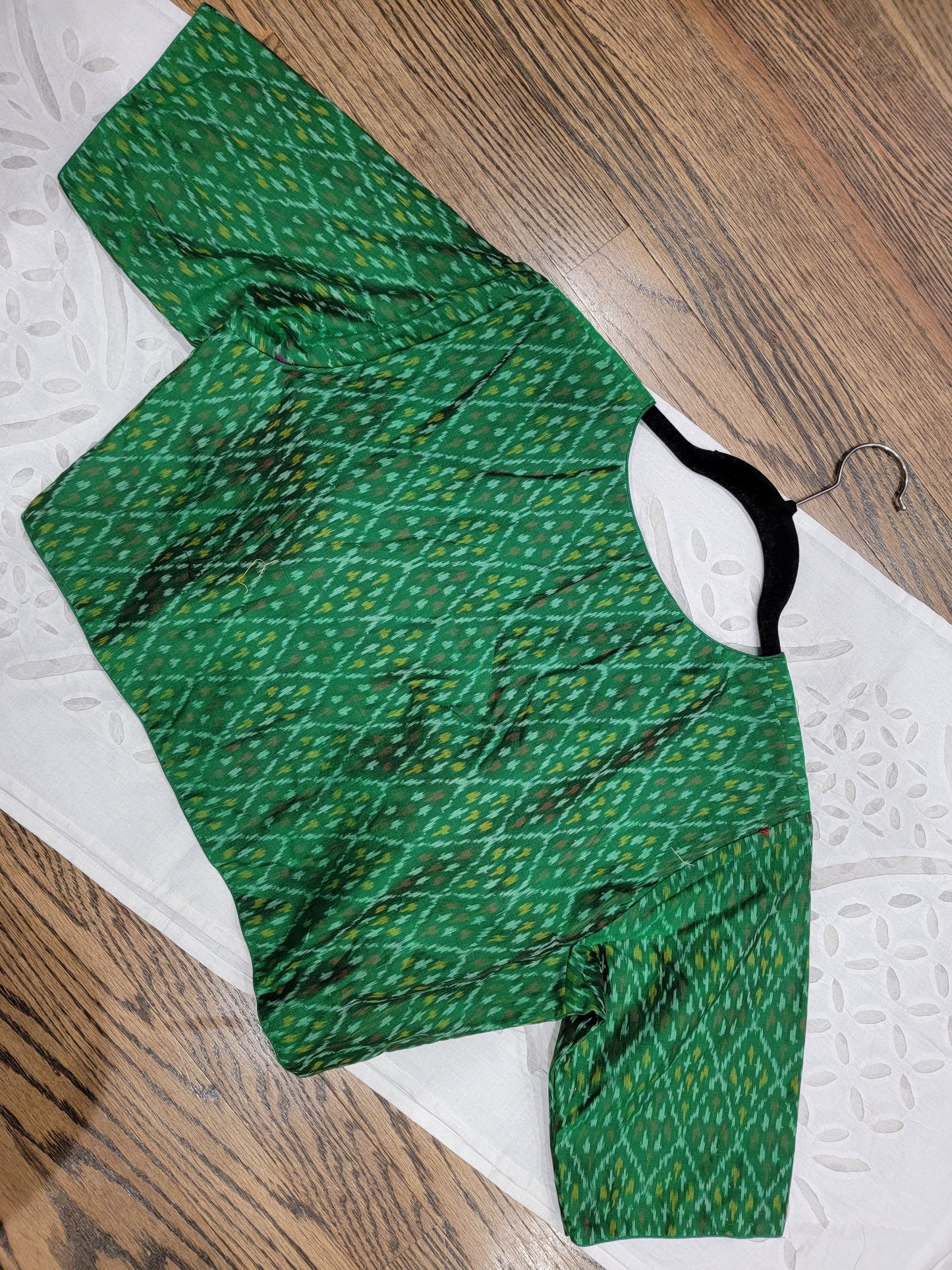 Ikkat Blouse - Mango Green
