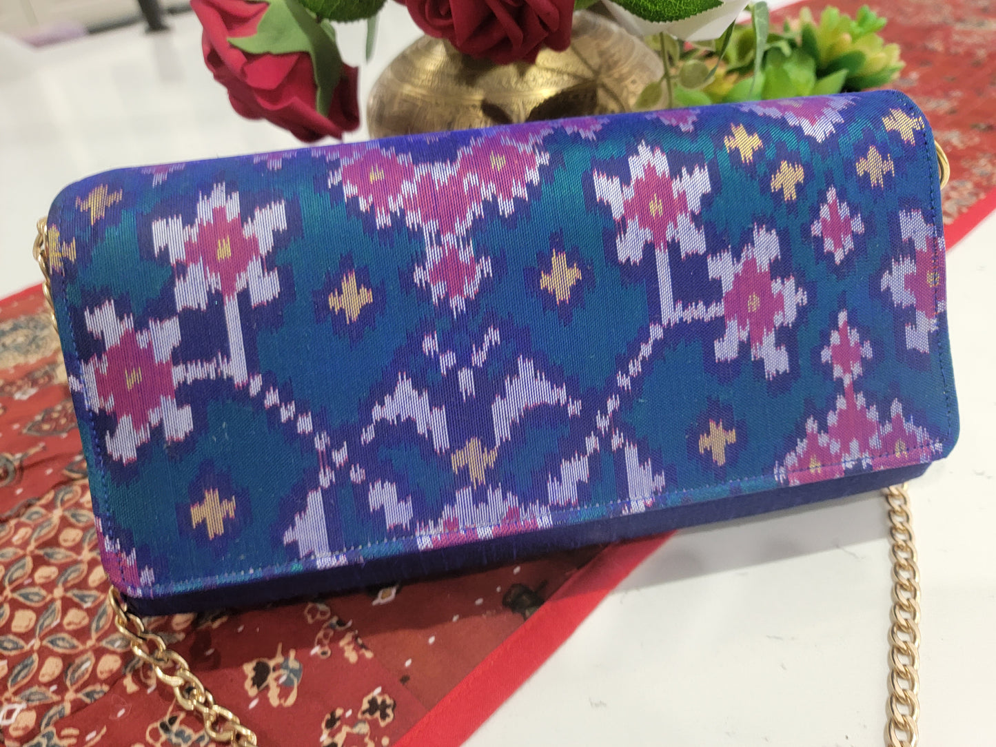 Patola Clutches - Peacock blue