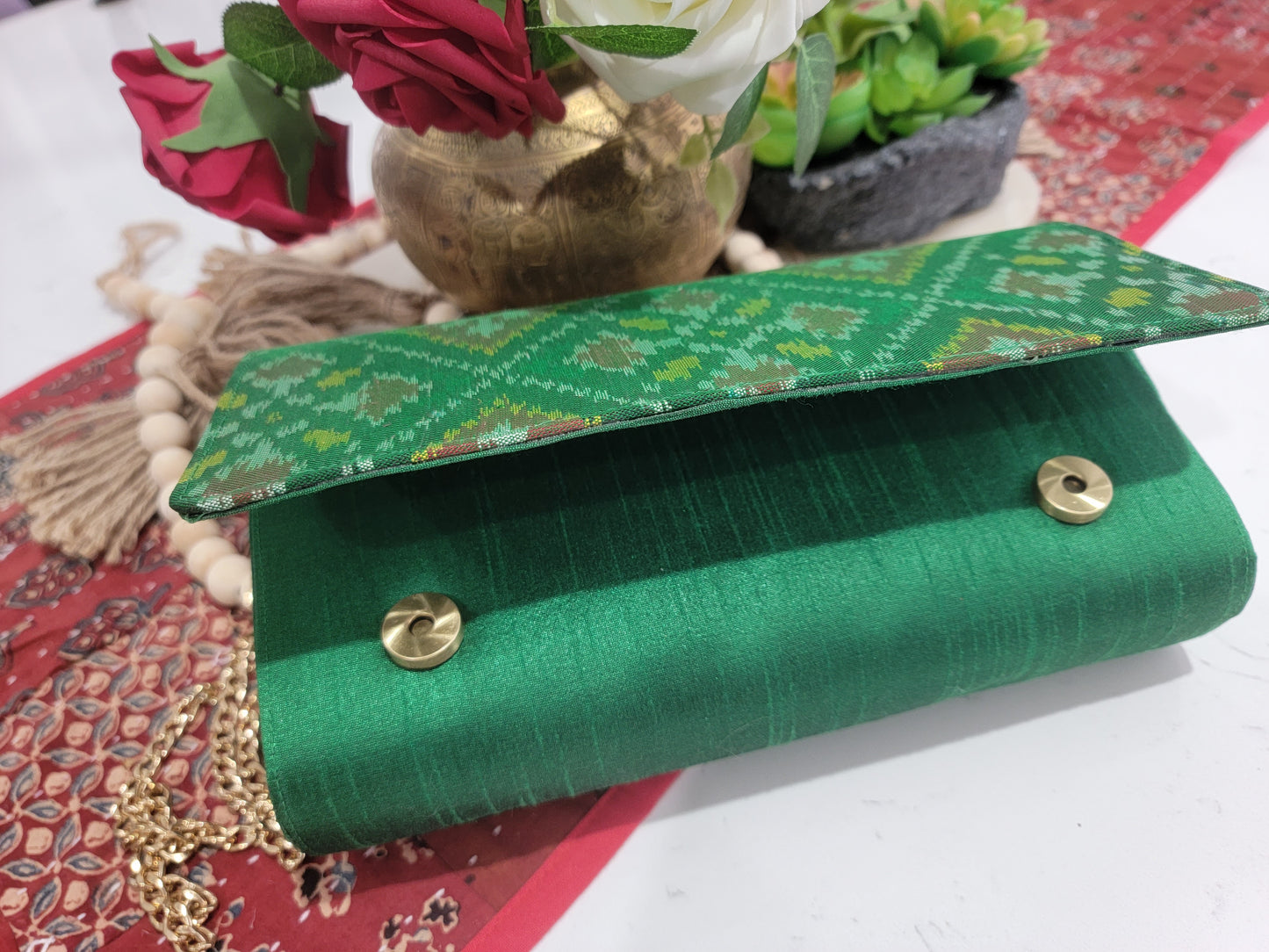 Patola Clutches - Emrald Green