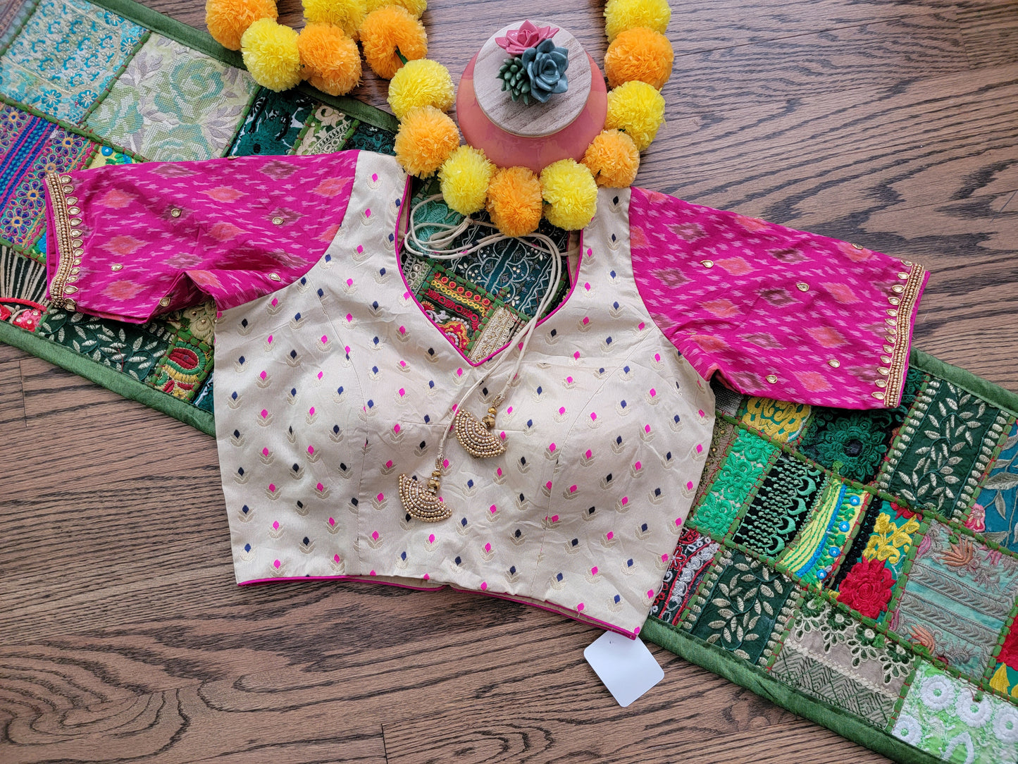Brocade Maggam work Blouse - Pink