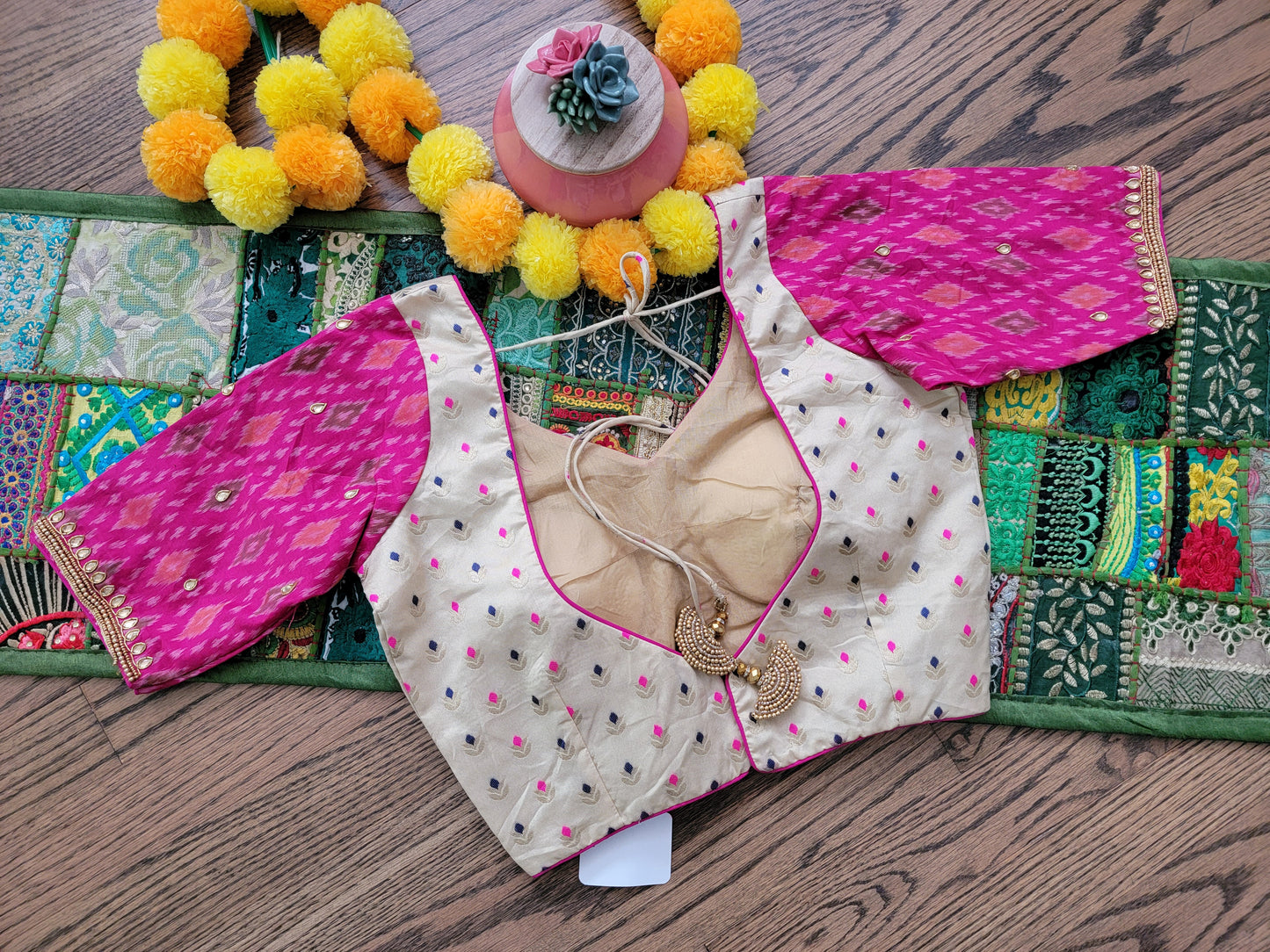 Brocade Maggam work Blouse - Pink