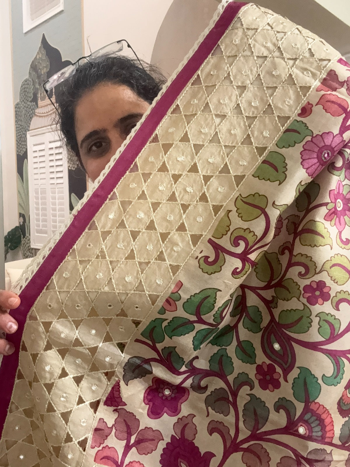 Cut work Saree - Digital Printed
