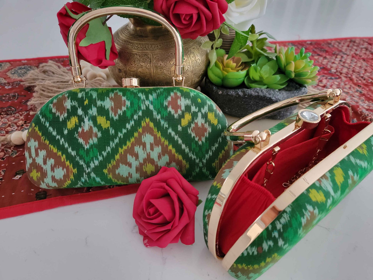 Patola Clutches - Mango Green