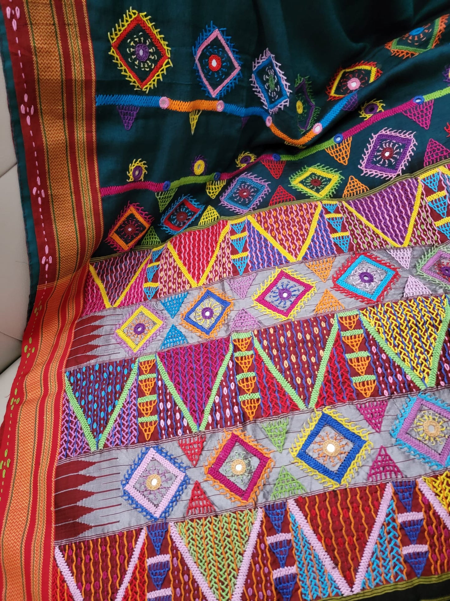 Hand embroidered Lambaani saree on Irkal