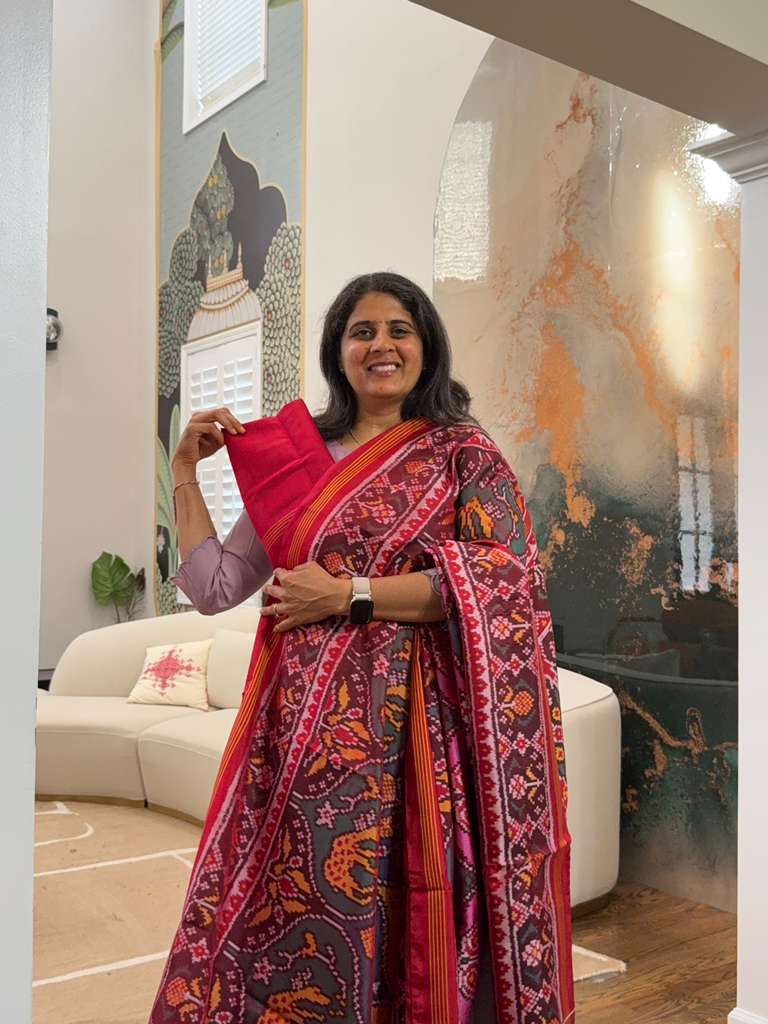 Handwoven Single Ikkat Patola - Maroon - 5 Figure