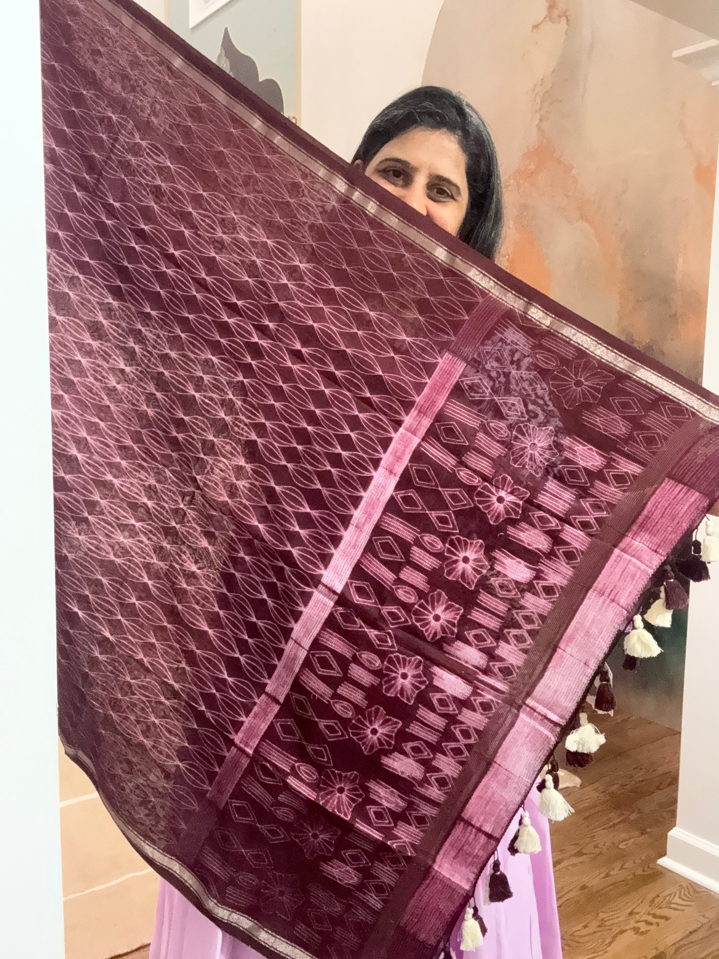 Hand crafted Nui shibori Dupatta on Chanderi