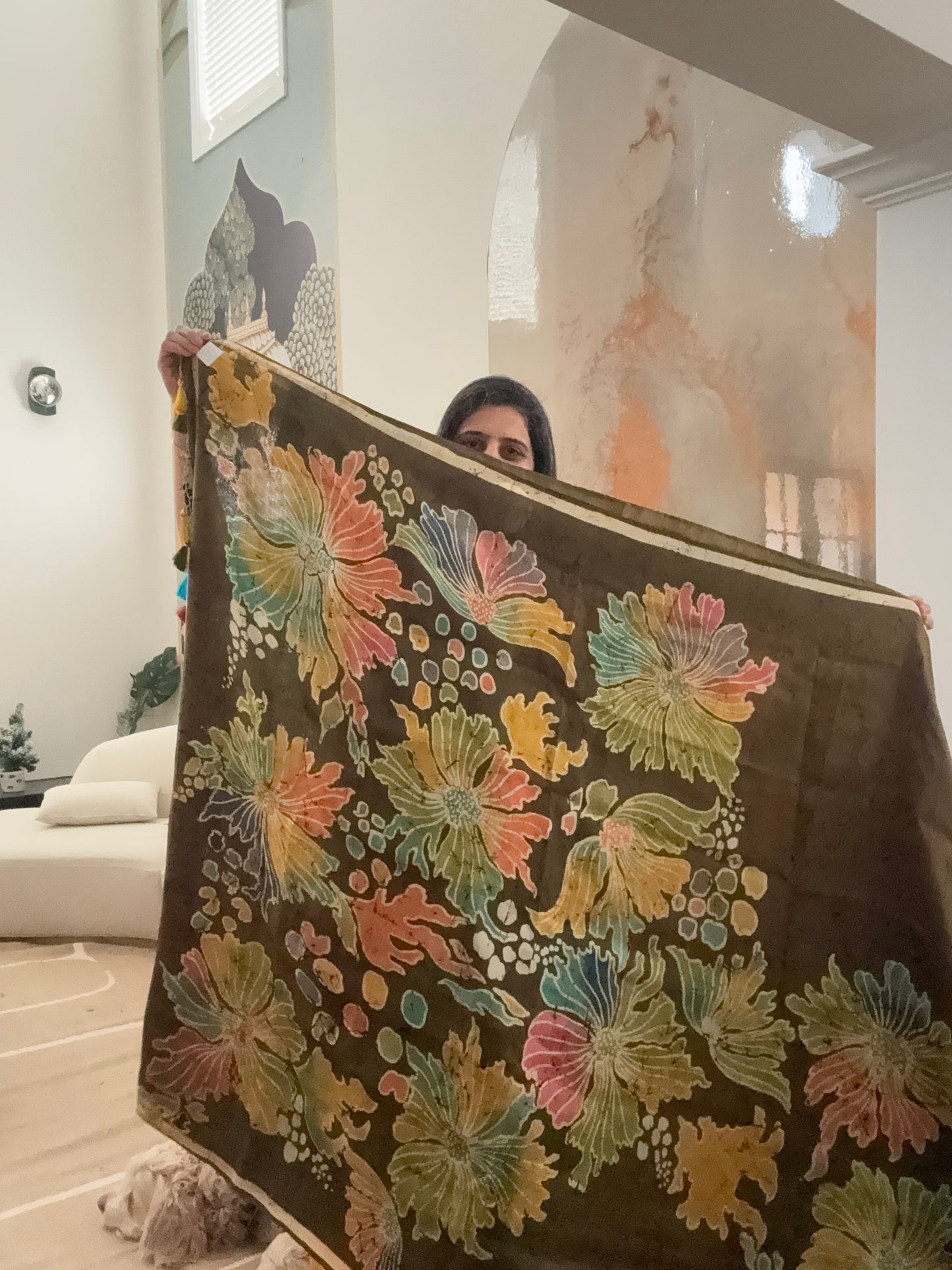 Hand Batik Saree on Katan Silk