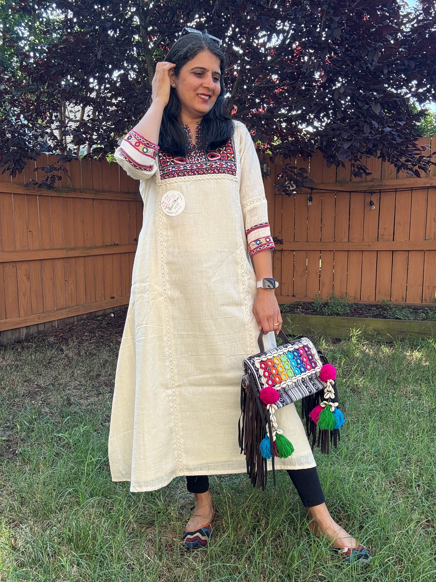 Kala Cotton Kutchhi hand embroidery Kurta