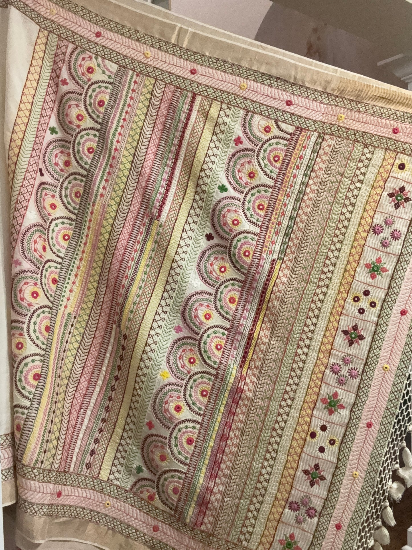 Hand embroidered Lambaani saree on Tusser