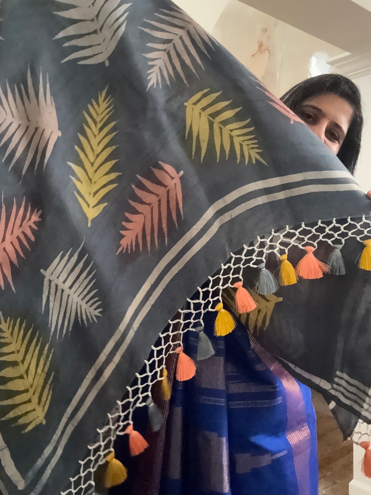Hand Batik Saree on Katan Silk