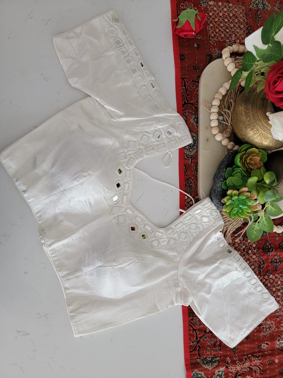 Mirror Work Blouse on Mashru Silk