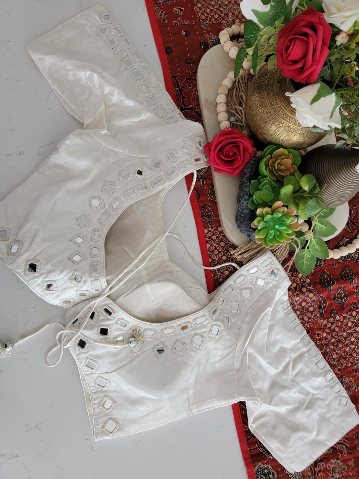 Mirror Work Blouse on Mashru Silk