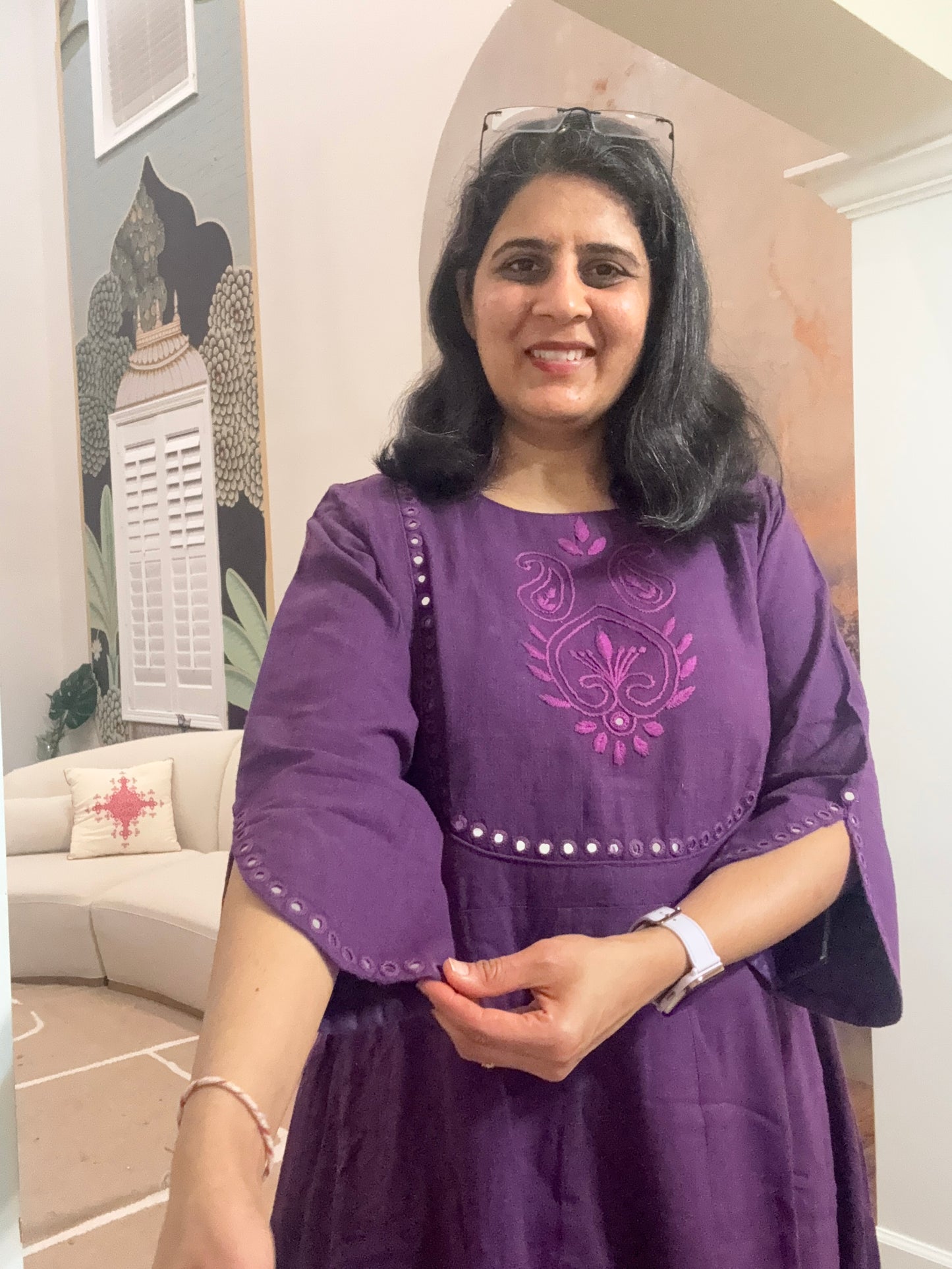 Mirrorwork Hand-embroidered kurta-pant set