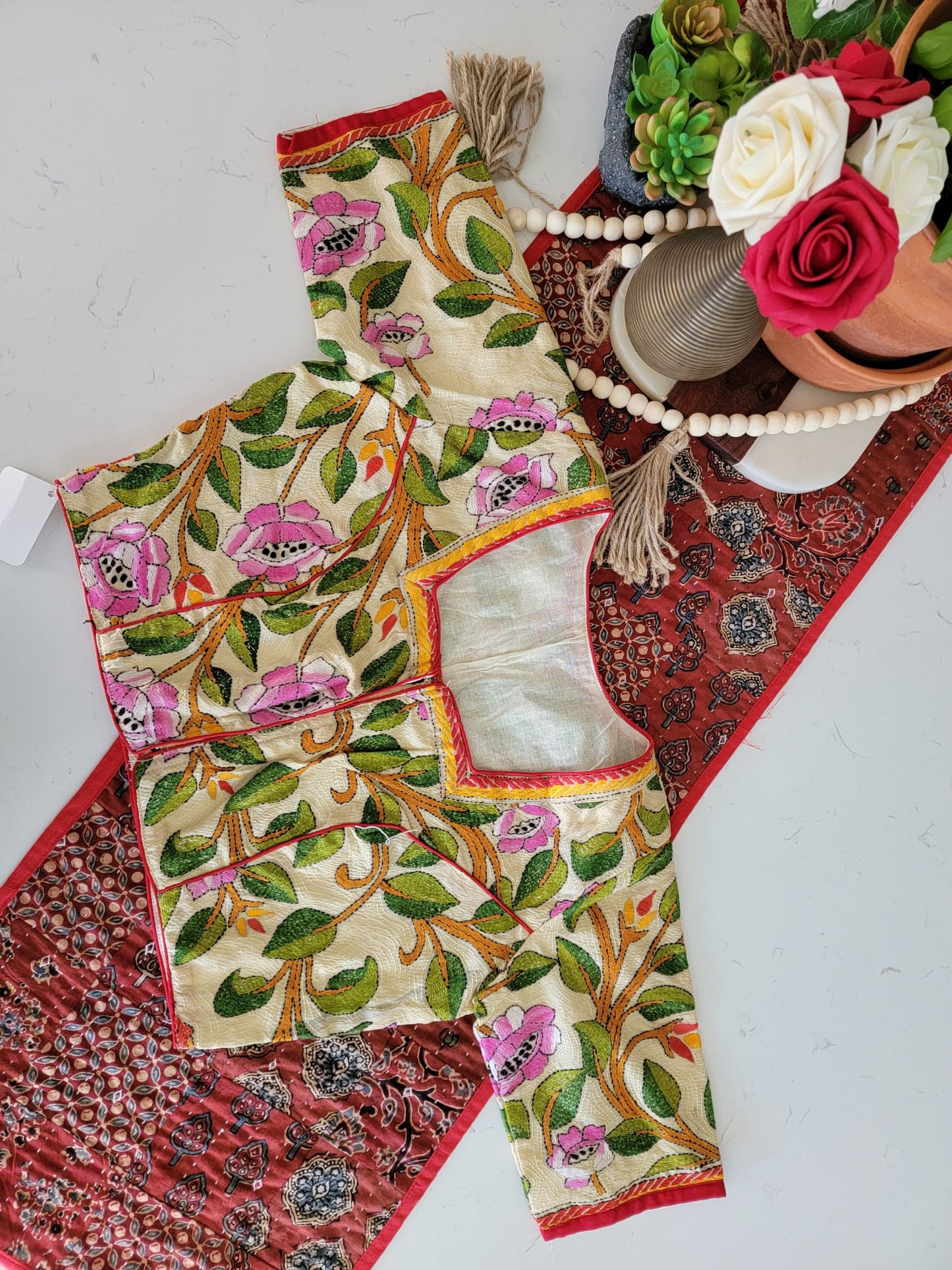 Hand embroidered Kantha Work Blouse