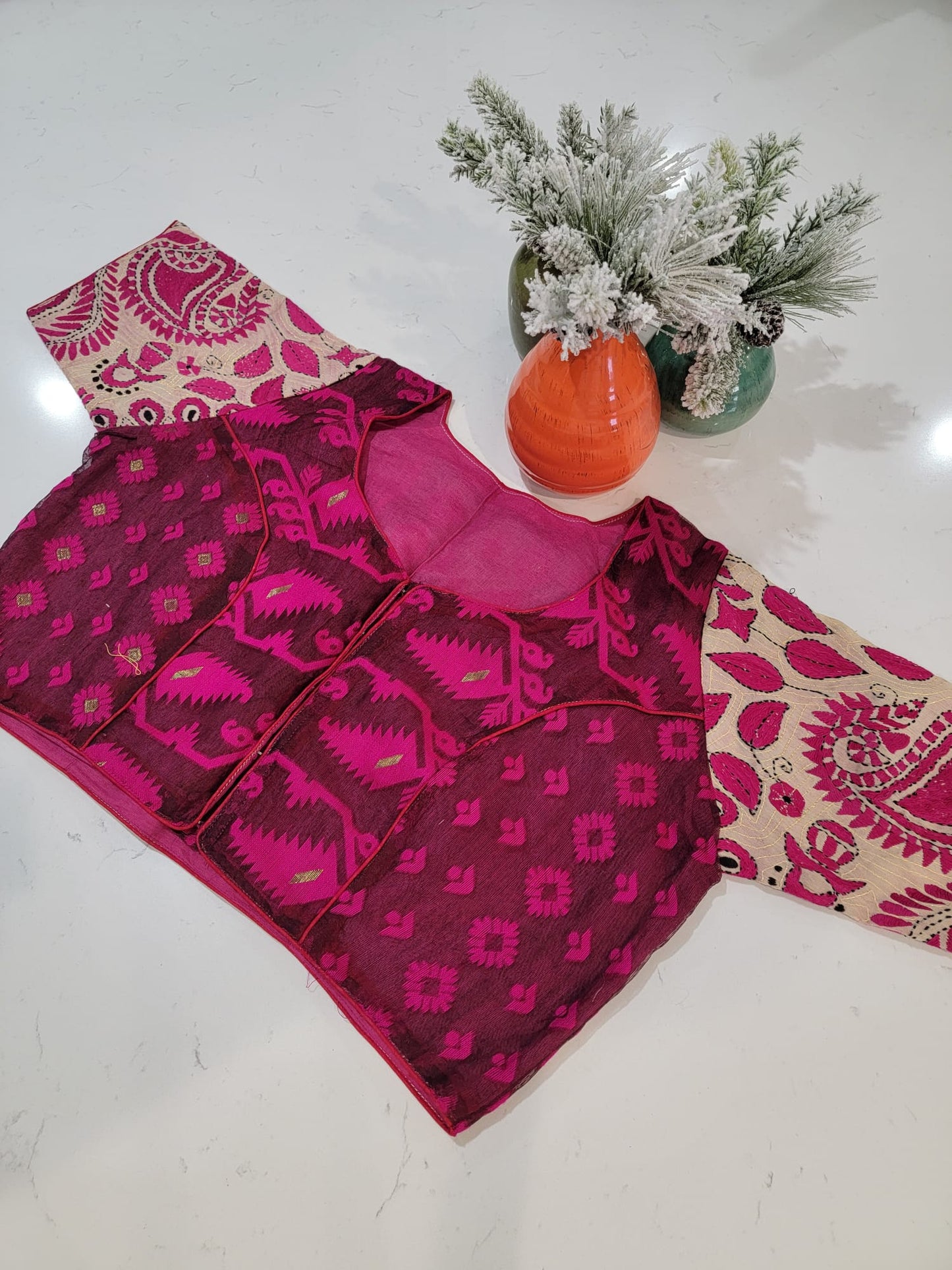 Hand embroidered Kantha Work Blouse