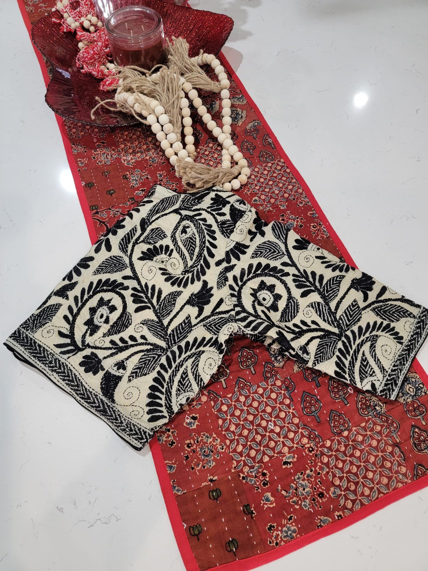 Hand embroidered Kantha Work Blouse