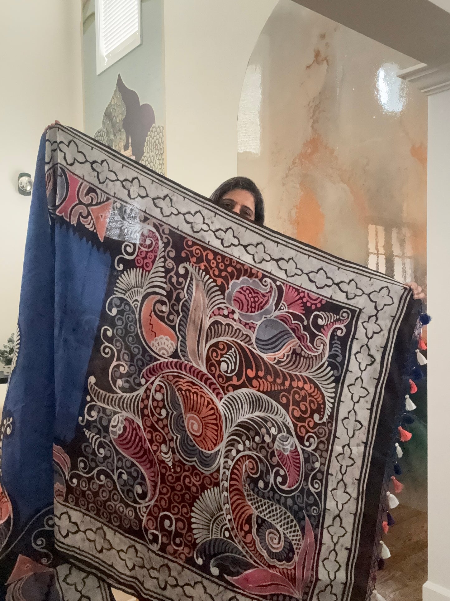 Hand Batik Saree on Katan Silk