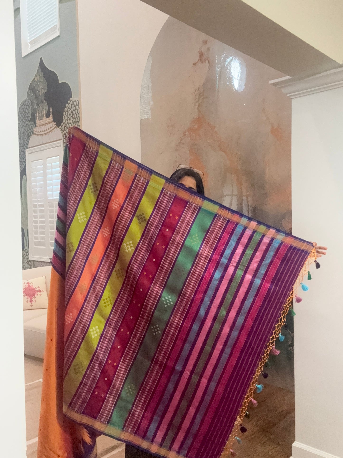 Handwoven Double Aanchal Berhampuri Saree