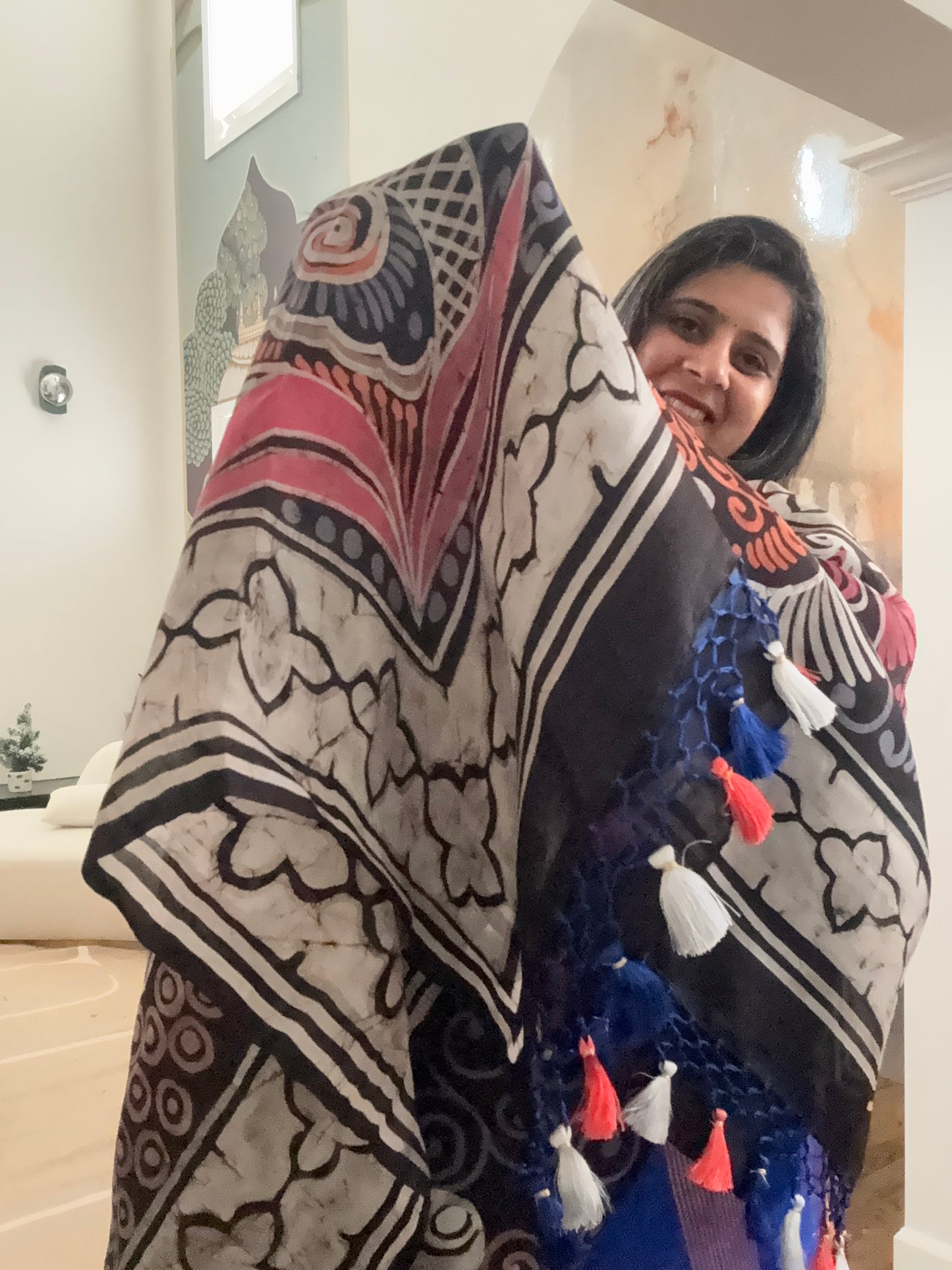 Hand Batik Saree on Katan Silk