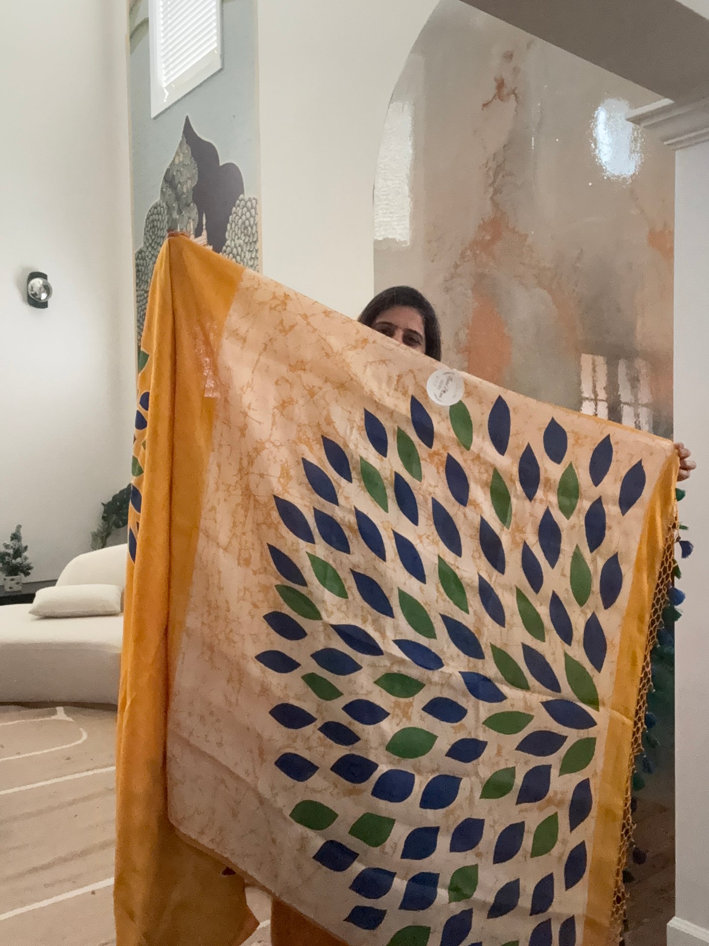 Hand Batik Saree on Katan Silk