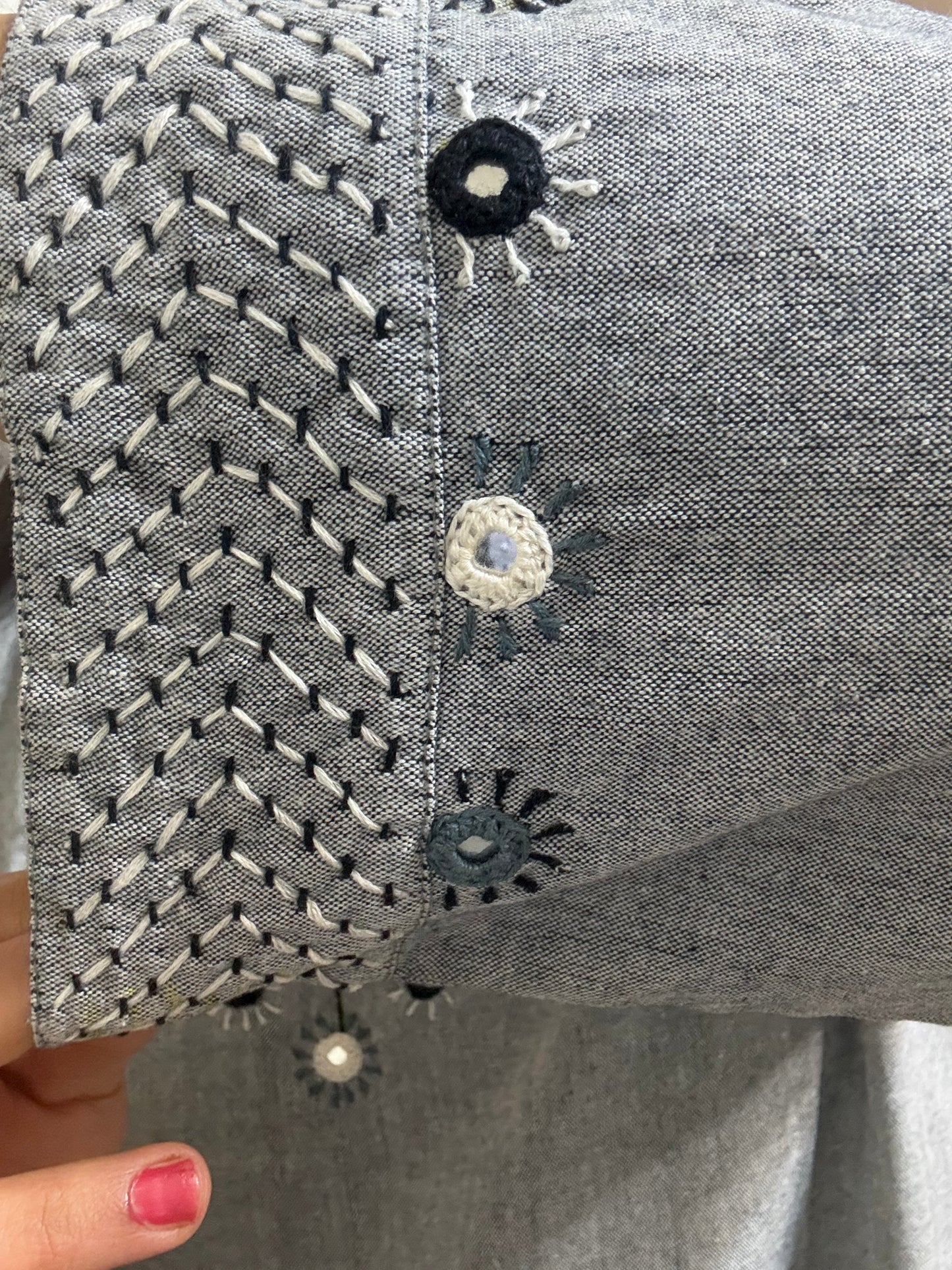 Size 40 - Lambani Hand Embroidered Kurta - Navy Gray