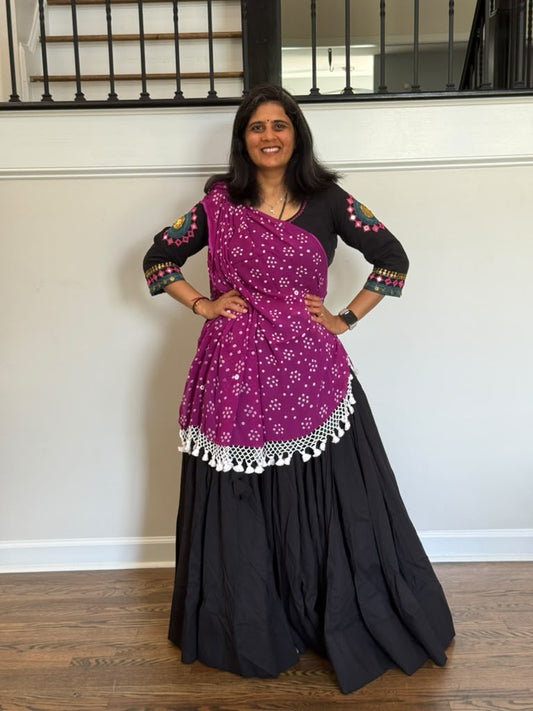 Handloom Cotton Chaniya Choli - Black - size 40