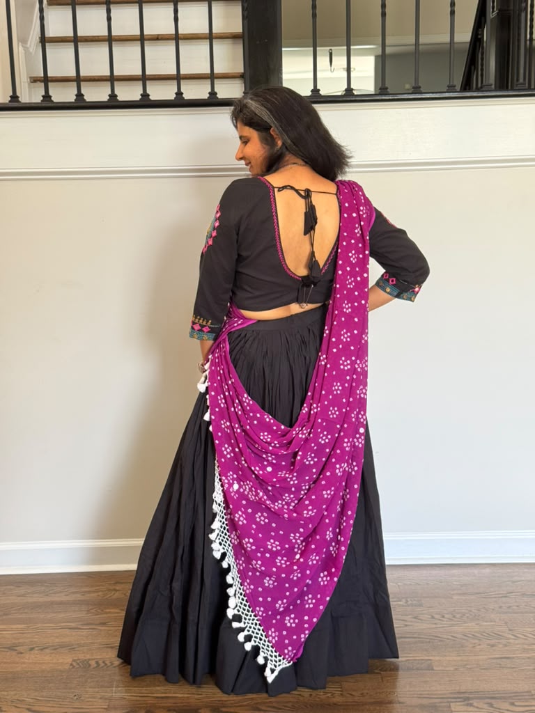 Handloom Cotton Chaniya Choli - Black - size 40