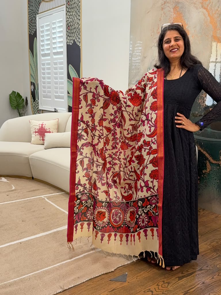 Kalamkari Dupatta - Red