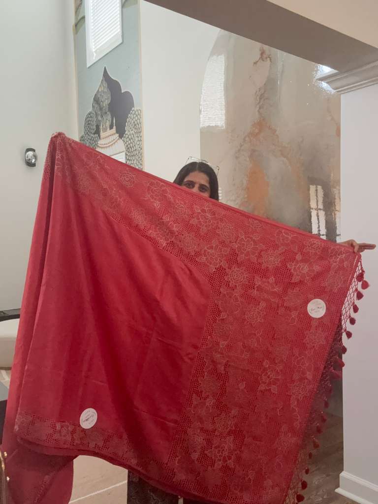 Cut work Saree - Red