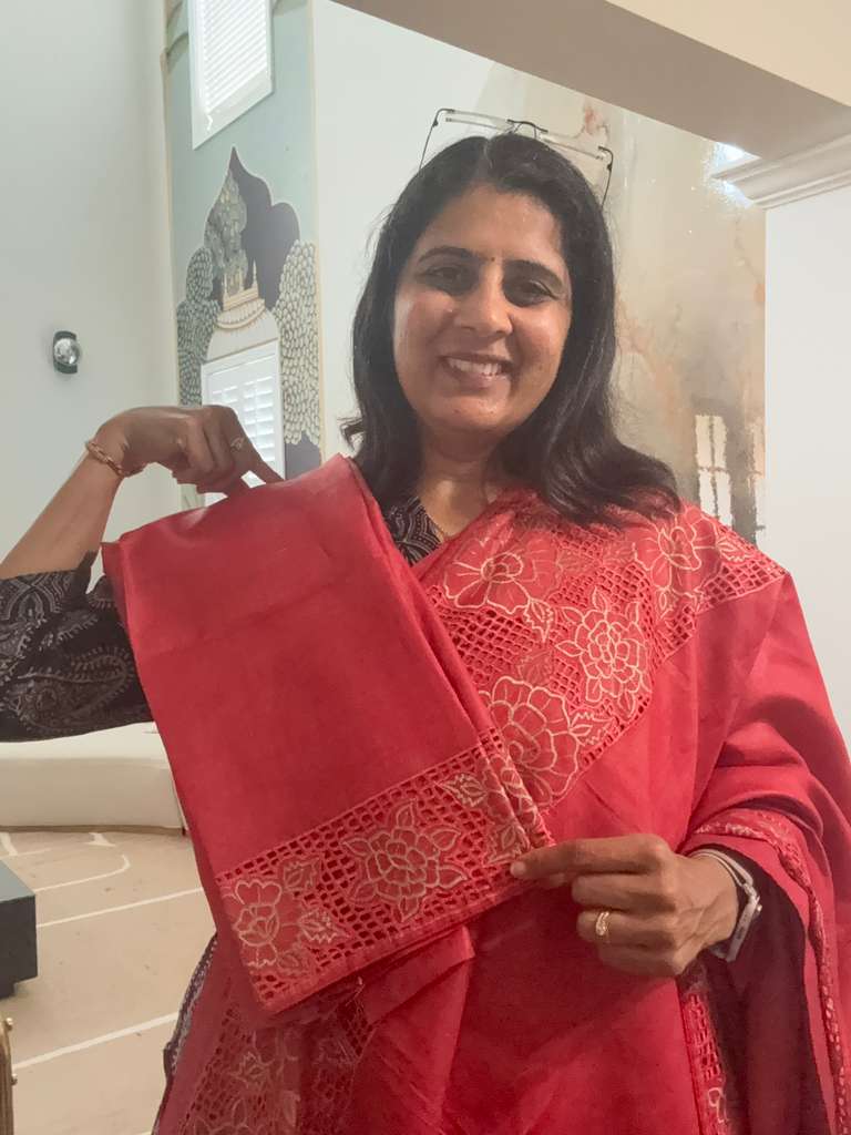 Cut work Saree - Red