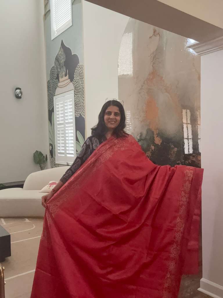 Cut work Saree - Red