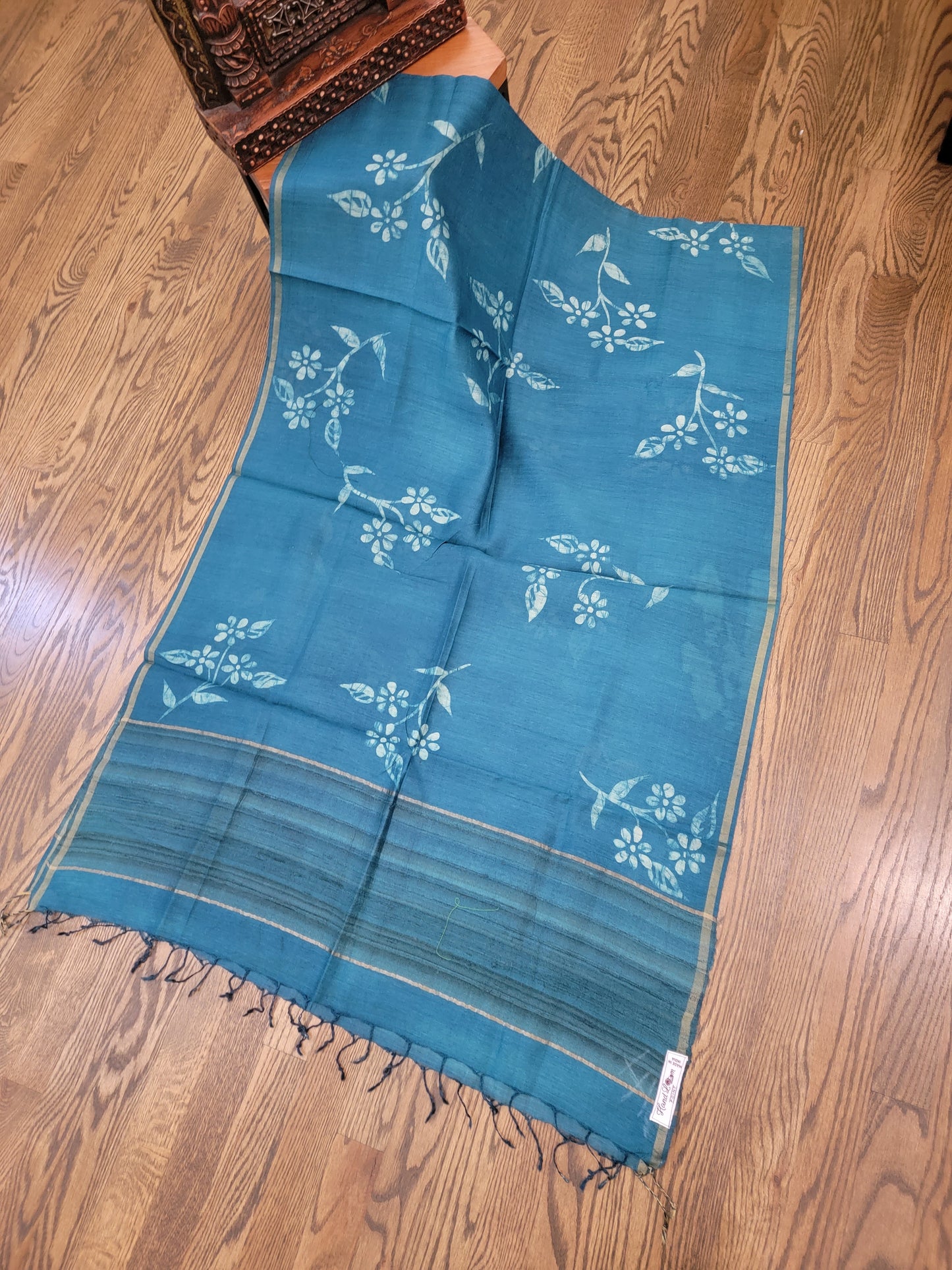 Hand Batik Dupatta on tusser Silk