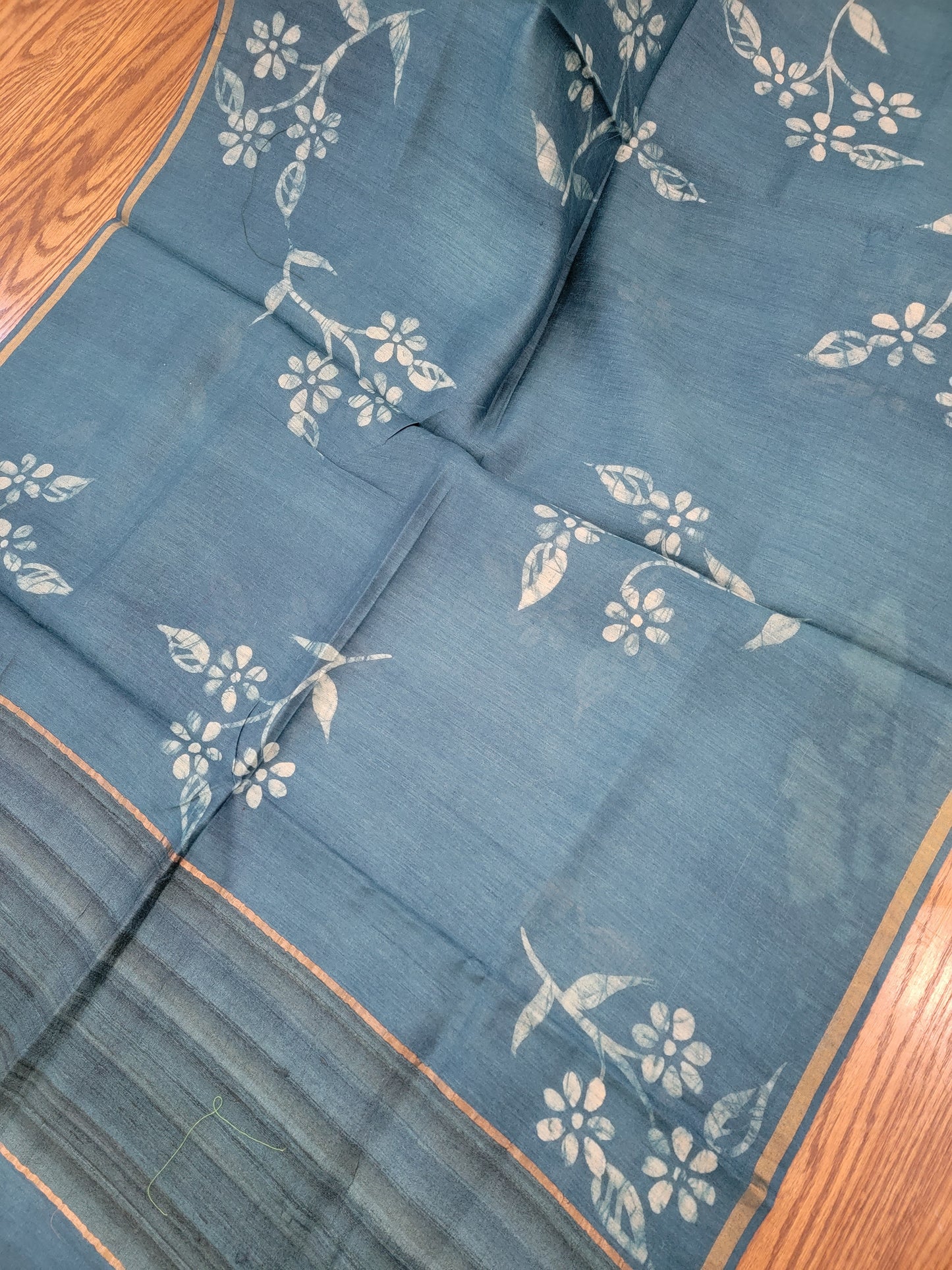 Hand Batik Dupatta on tusser Silk