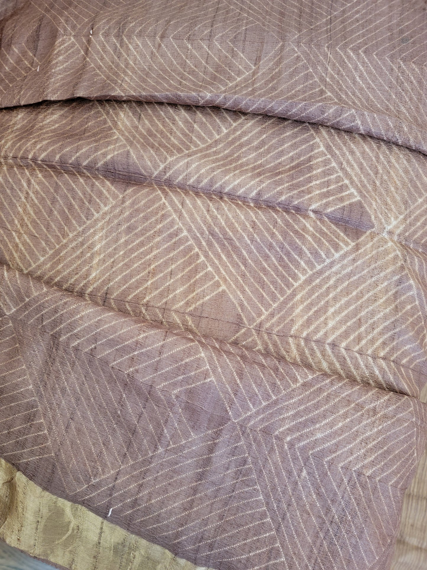 Tusser Shibori Saree - Brown