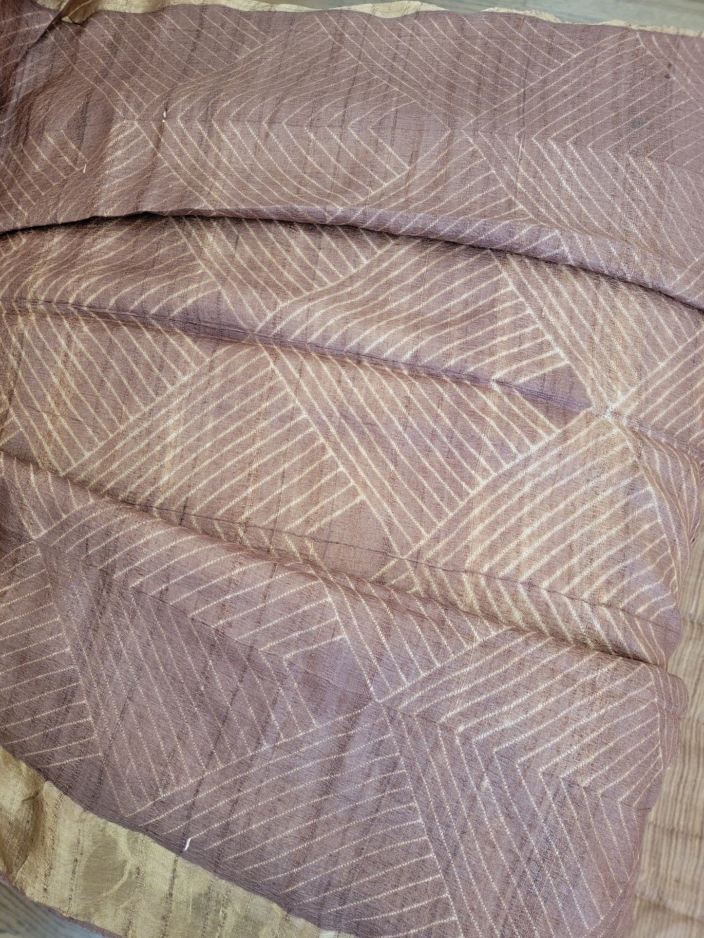 Tusser Shibori Saree - Brown