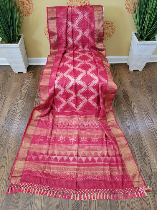 tusser-shibori-silk-saree-online-shop-red- front