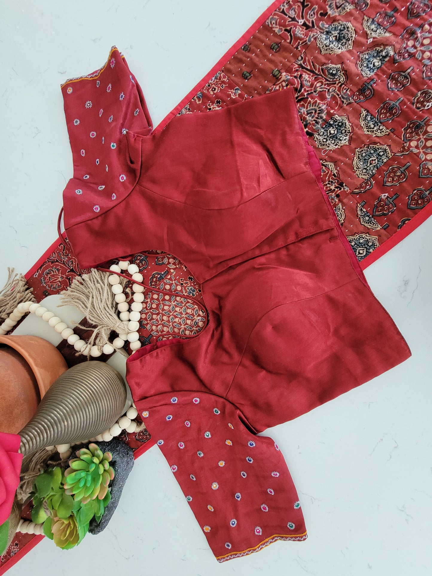 Kutchhi Hand embroidery bloouse on Mashru silk