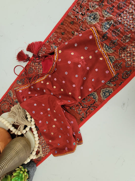 Kutchhi Hand embroidery bloouse on Mashru silk